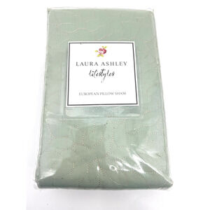 Laura Ashley Lifestyles Sage Quilted Euro Pillow Sham 26" x 26" - One Sham